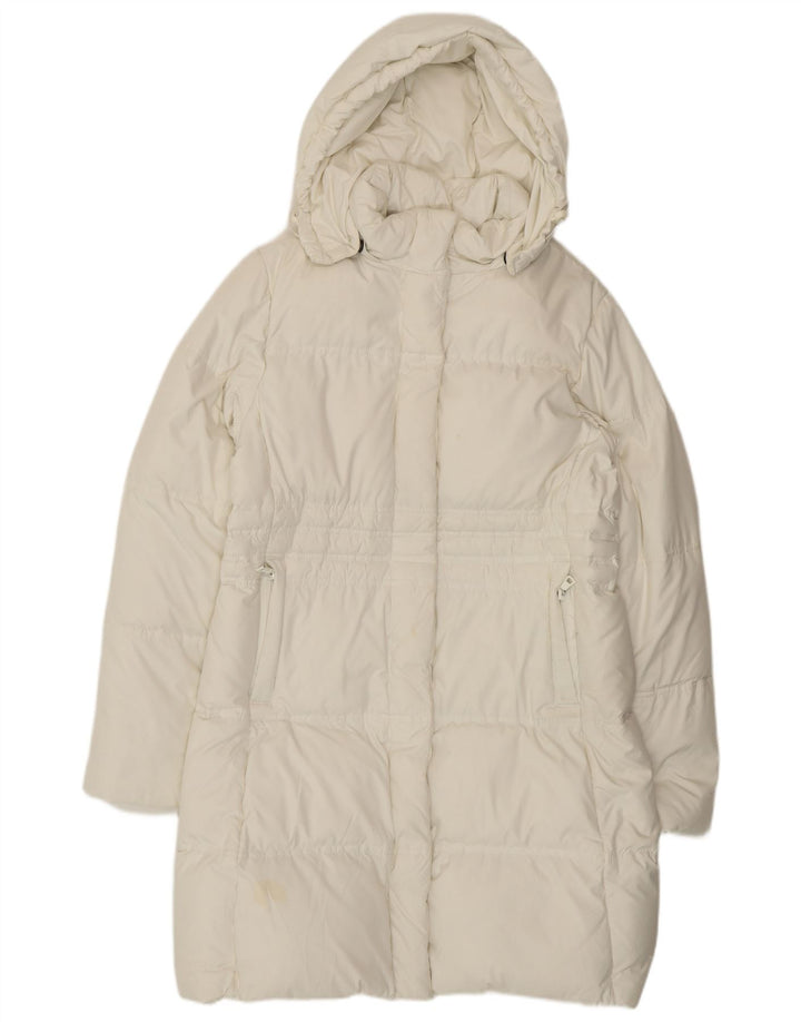 Gas Wattierter Damenmantel mit Kapuze, UK 14, Mittelweiß, Polyester