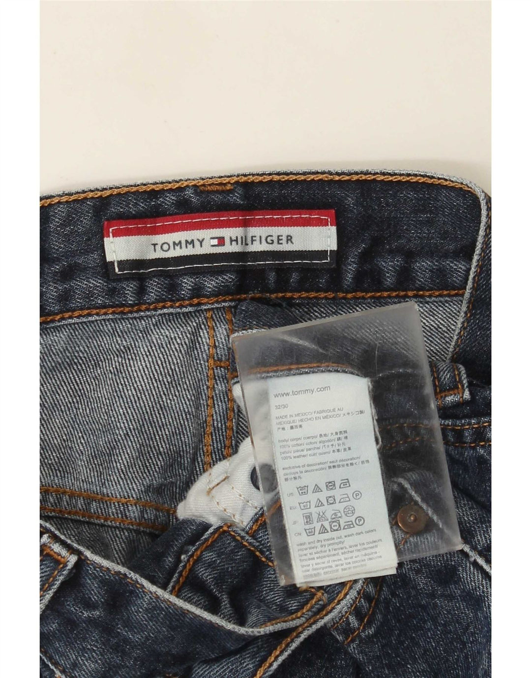 Tommy Hilfiger Herren Straight Jeans W32 L30 Blaue Baumwolle