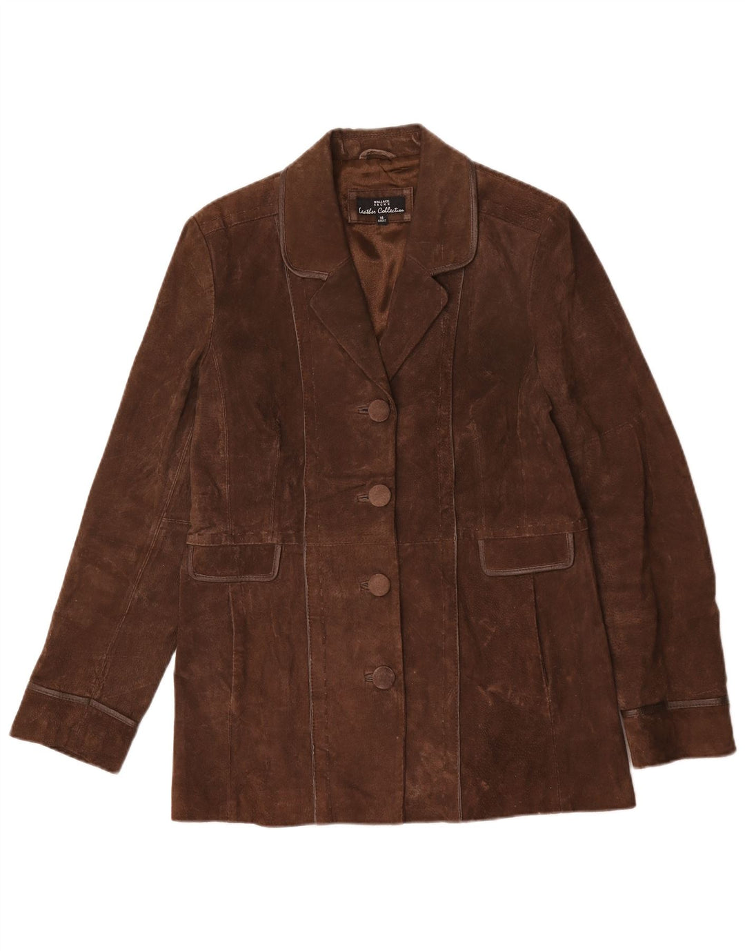 Wallace Sacks Damen Wildledermantel UK 14 Großes braunes Leder
