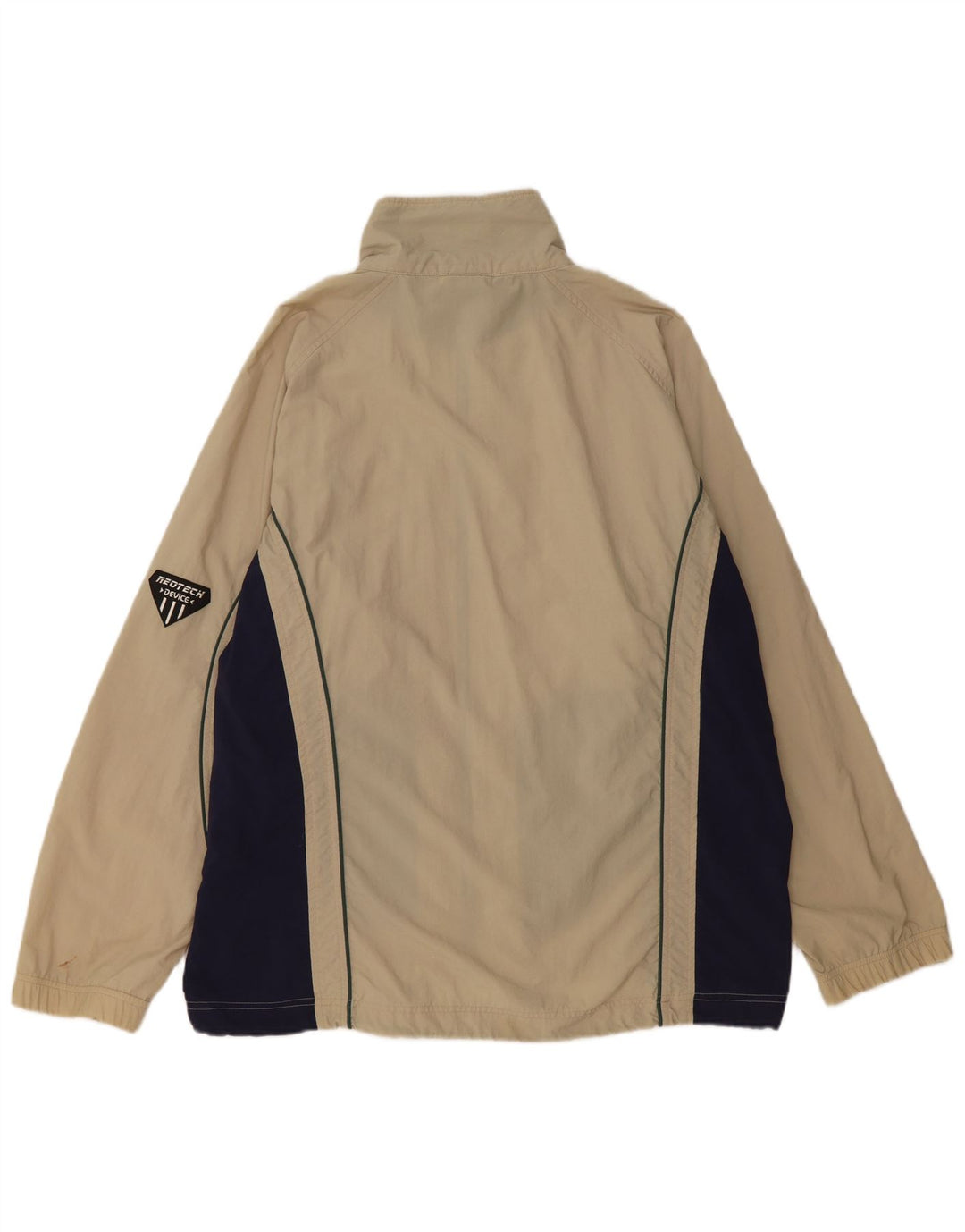 Asics Herren-Trainingsanzug-Top-Jacke, großes beiges Farbblock-Polyester
