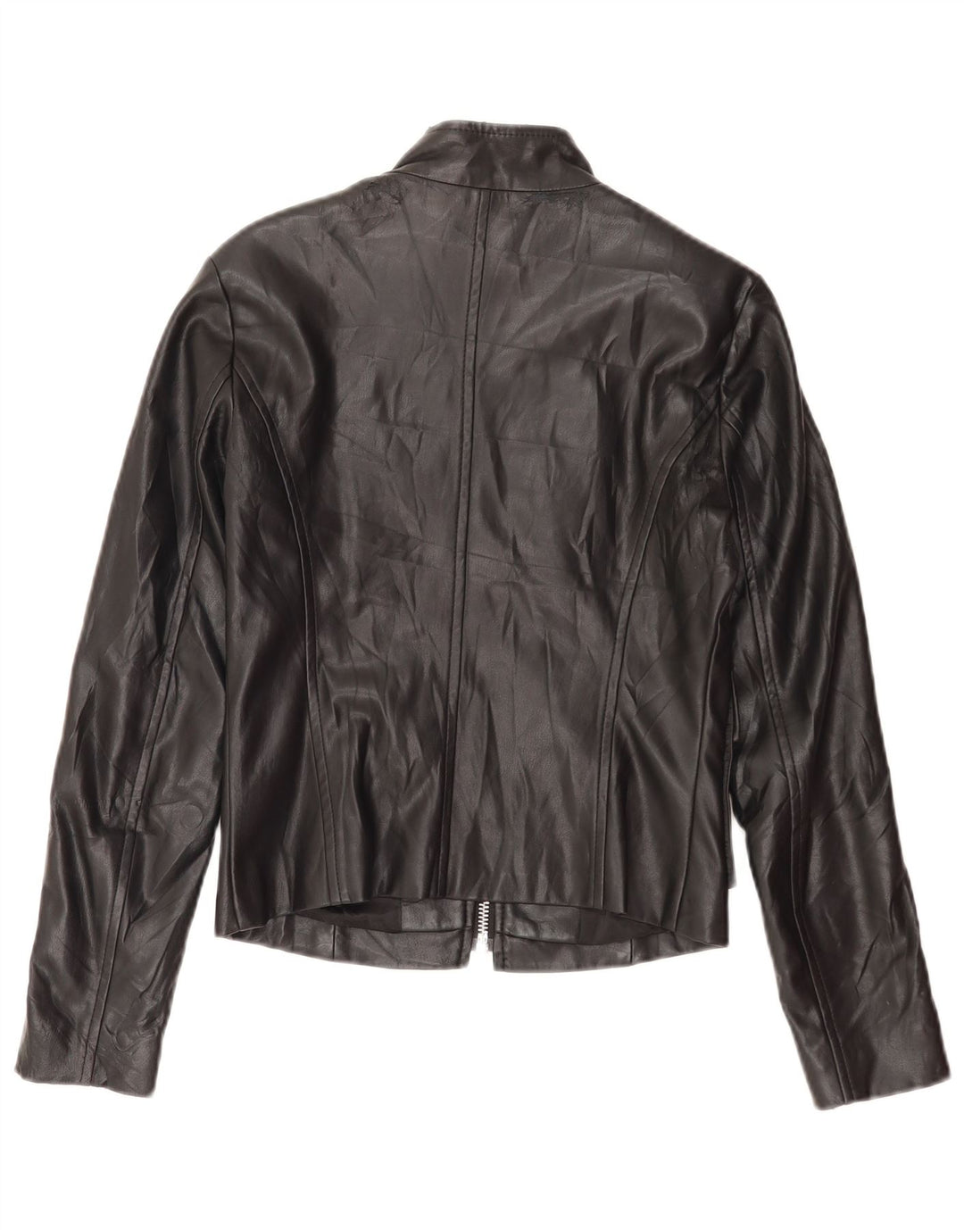 Benetton Damen Kunstlederjacke UK 8 Small Schwarz Polyester