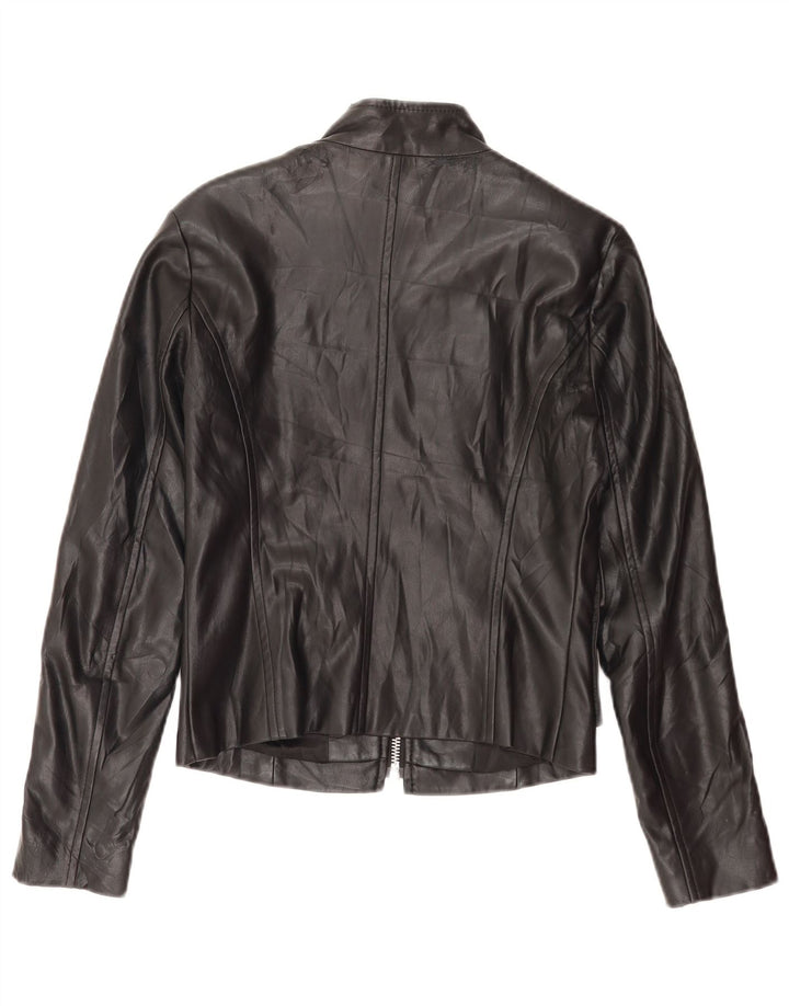 Benetton Damen Kunstlederjacke UK 8 Small Schwarz Polyester