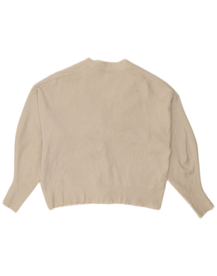 Zara Damen-Strickjacke in Übergröße, Gr. 40, Größe L, cremefarbene Viskose