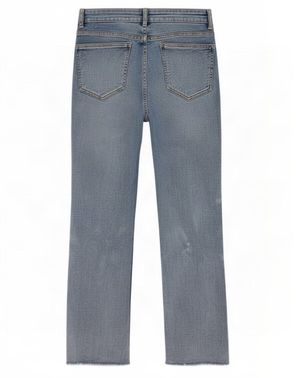 Zara Damen-Cropped-Jeans, EU 40, mittelgroß, W30, L25, blaue Batik-Baumwolle