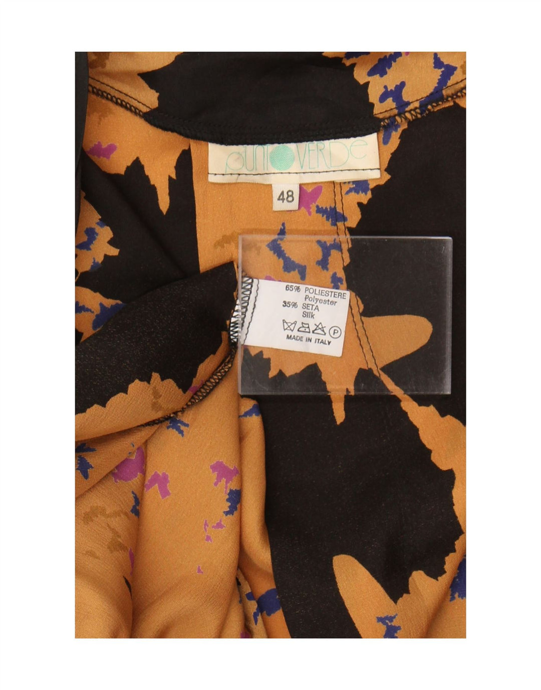 Vintage Damen Strickjacke mit abstraktem Muster IT 48 XL Gelbes Polyester