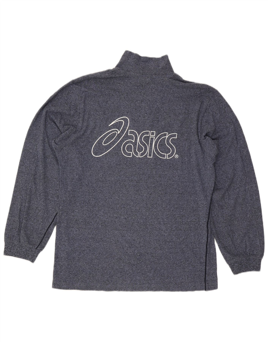 Asics Herren-Sweatshirt mit grafischem Reißverschluss und Rundhalsausschnitt, groß, marineblau meliert