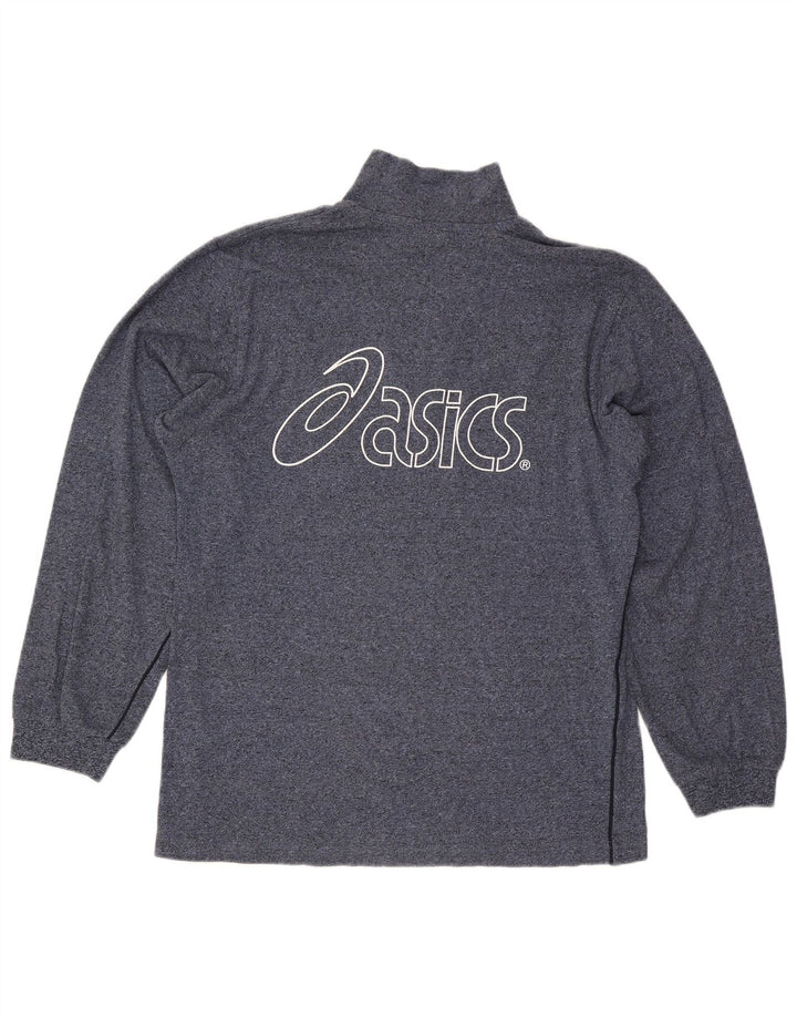 Asics Herren-Sweatshirt mit grafischem Reißverschluss und Rundhalsausschnitt, groß, marineblau meliert