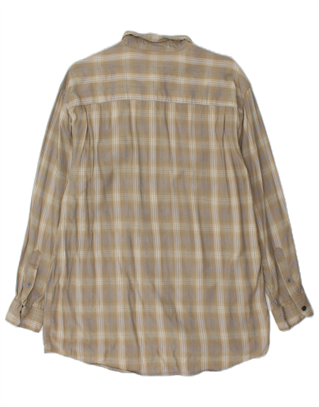 IZOD Mens Flannel Shirt Medium Beige Check Cotton Vintage Izod and Second-Hand Izod from Messina Hembry 