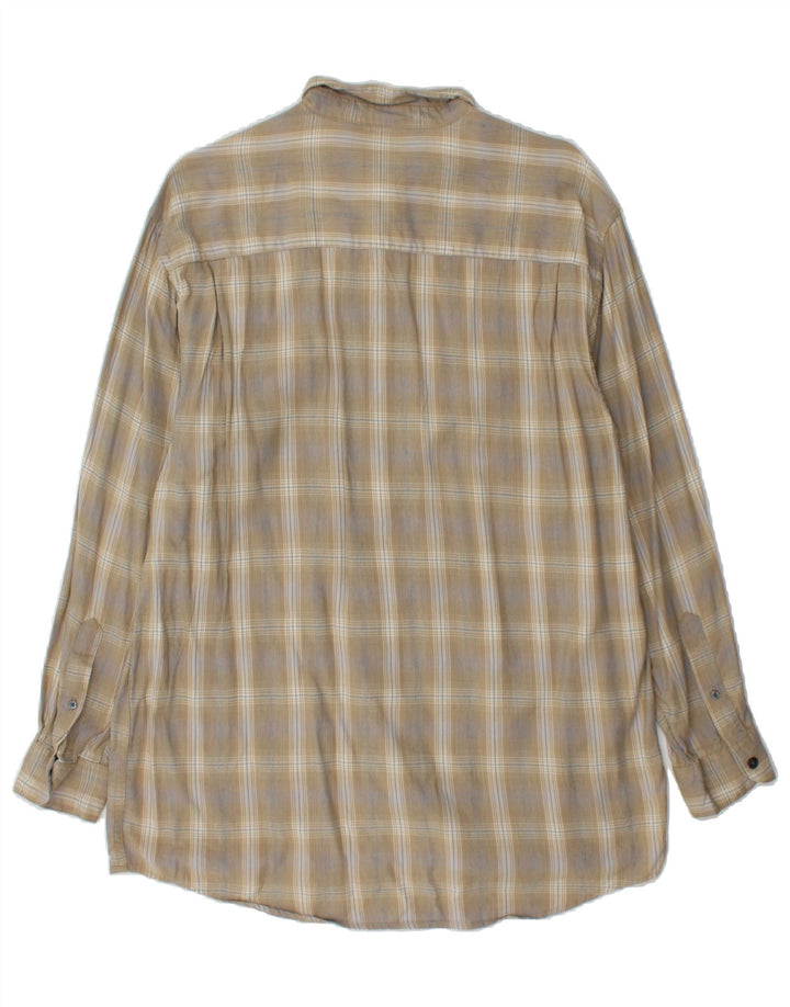 IZOD Mens Flannel Shirt Medium Beige Check Cotton Vintage Izod and Second-Hand Izod from Messina Hembry 