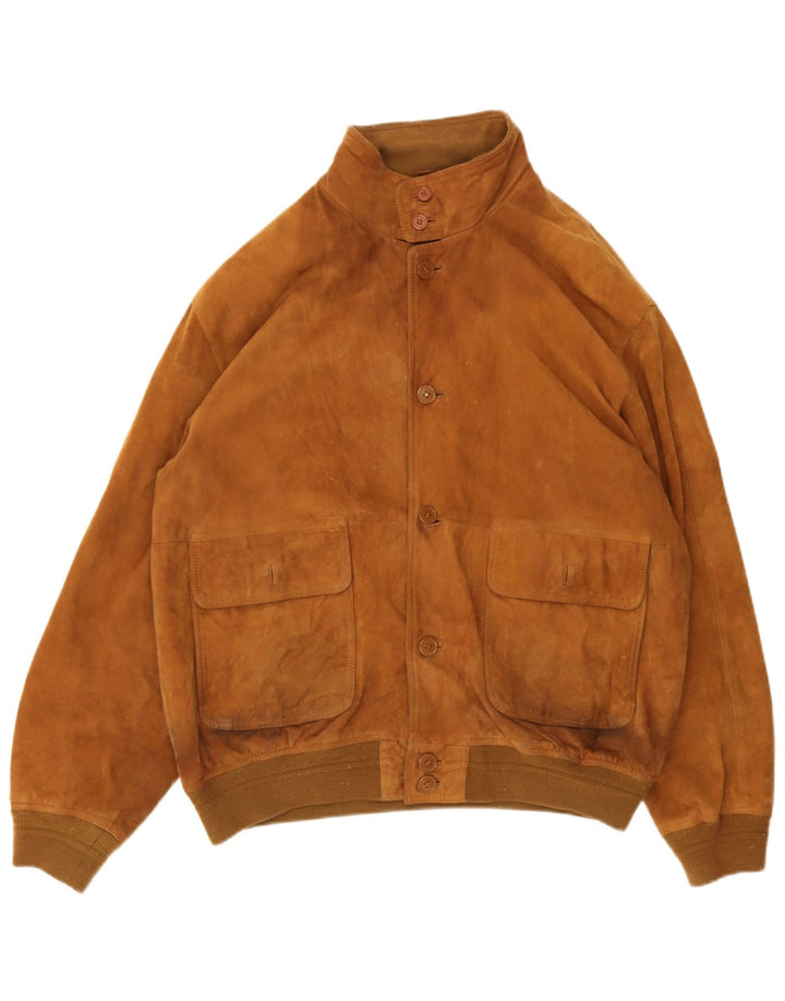 Vintage Herren Wildleder Bomberjacke IT 54 2XL Braun