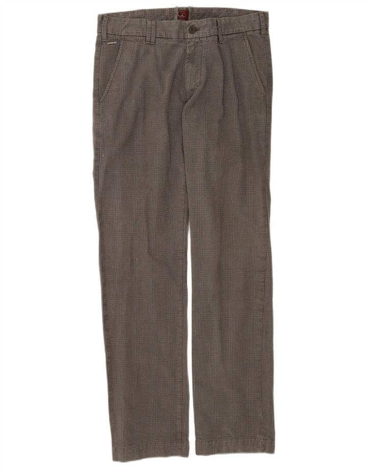 Marlboro Classics Herren-Chinohose mit Pegged, W36 L34, grau karierte Baumwolle