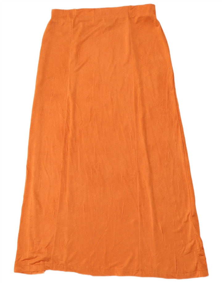 Zara Damen-Maxirock mit hoher Taille, Größe L, W30, Orange, Polyester