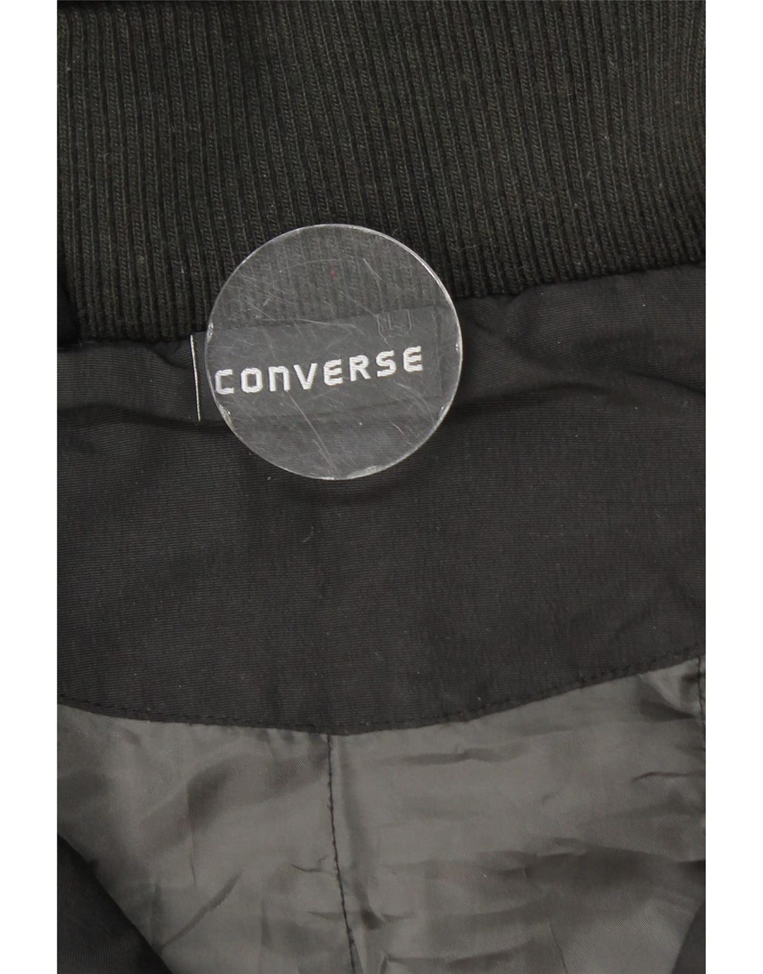 Converse Herren-Jacke mit Kapuze, gepolstert, UK 40, Größe L, aus schwarzem Nylon