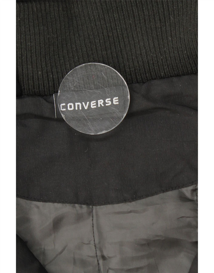 Converse Herren-Jacke mit Kapuze, gepolstert, UK 40, Größe L, aus schwarzem Nylon