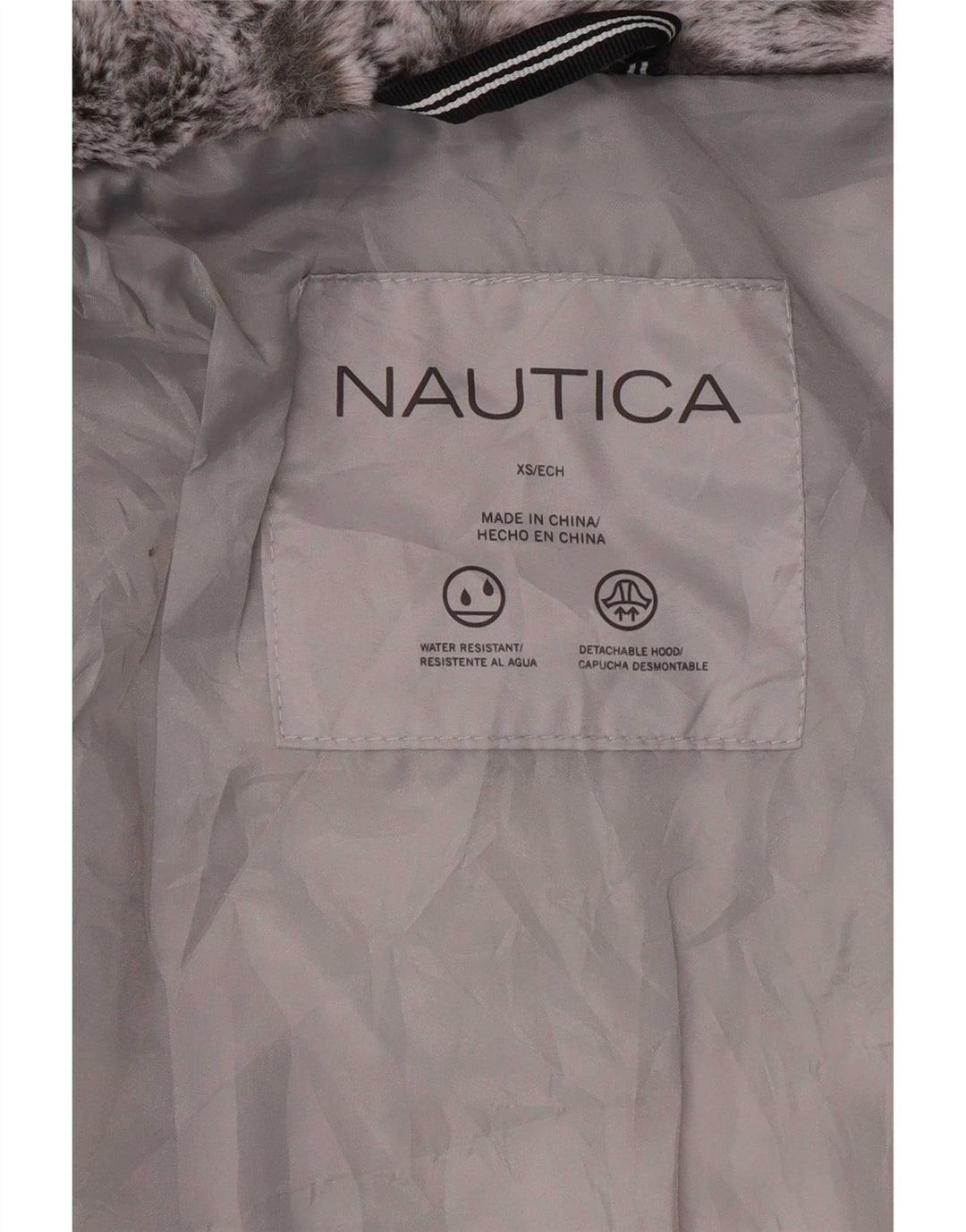Nautica Wattierte Damenjacke mit Kapuze, UK 6, XS, Grau, Polyester