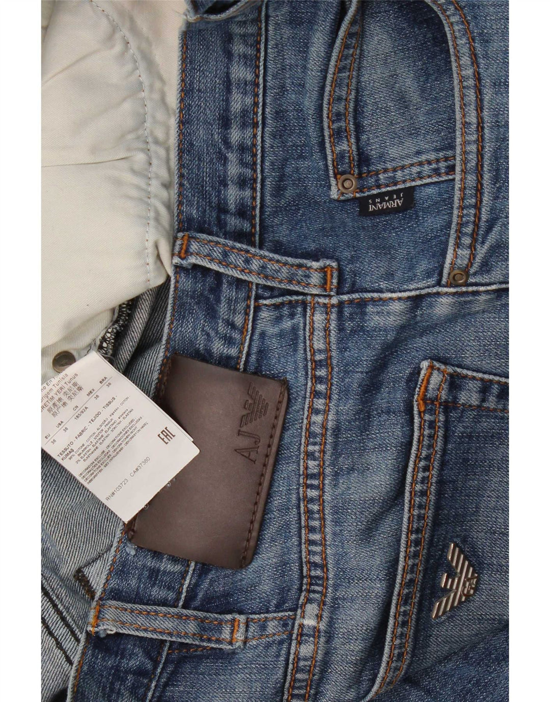 Armani Herren Straight Jeans W36 L32 Blaue Baumwolle