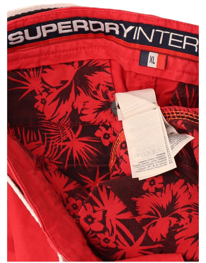 Superdry Herren Chinoshorts XL W36 Rote Baumwolle