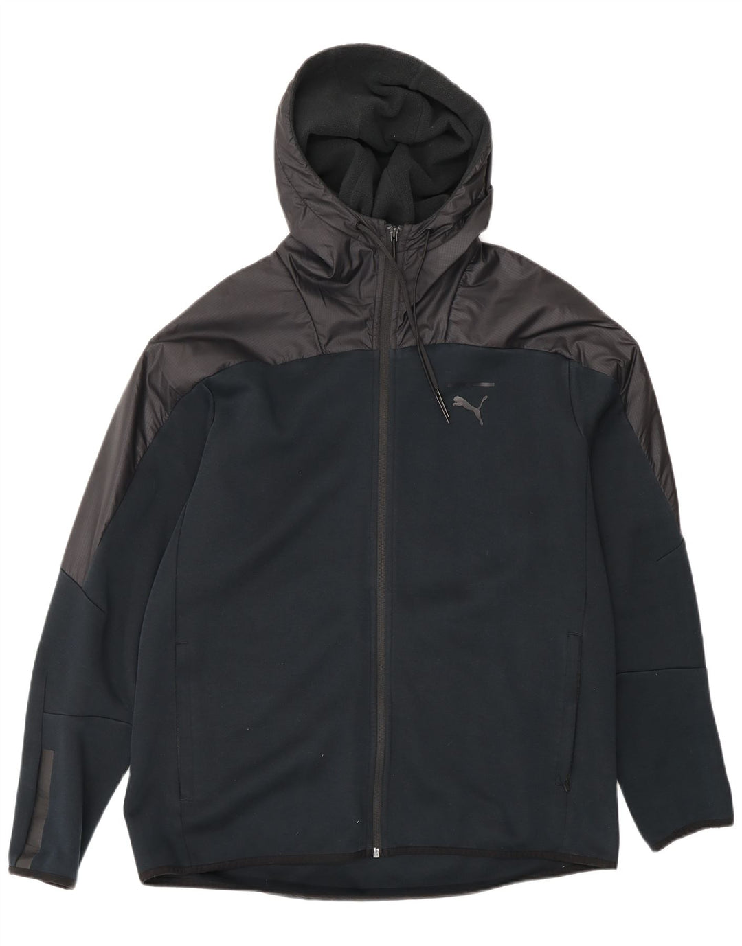 Puma Herren-Trainingsanzug mit Kapuze, Jacke, groß, Schwarz, Farbblock