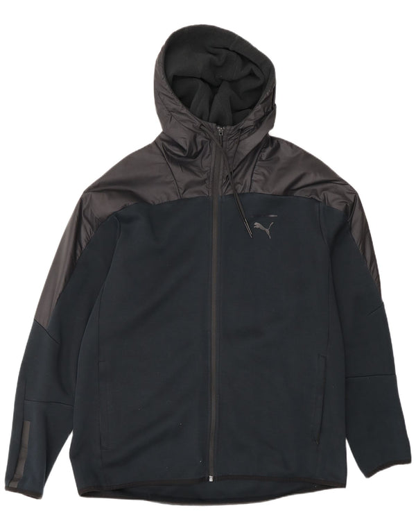 Puma Herren-Trainingsanzug mit Kapuze, Jacke, groß, Schwarz, Farbblock