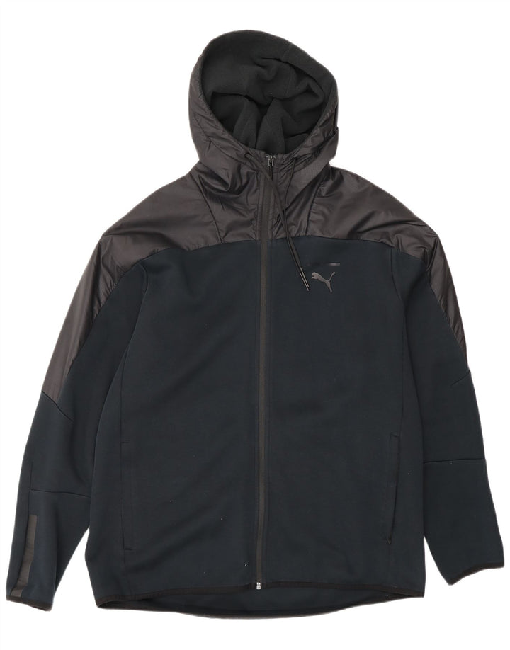 Puma Herren-Trainingsanzug mit Kapuze, Jacke, groß, Schwarz, Farbblock