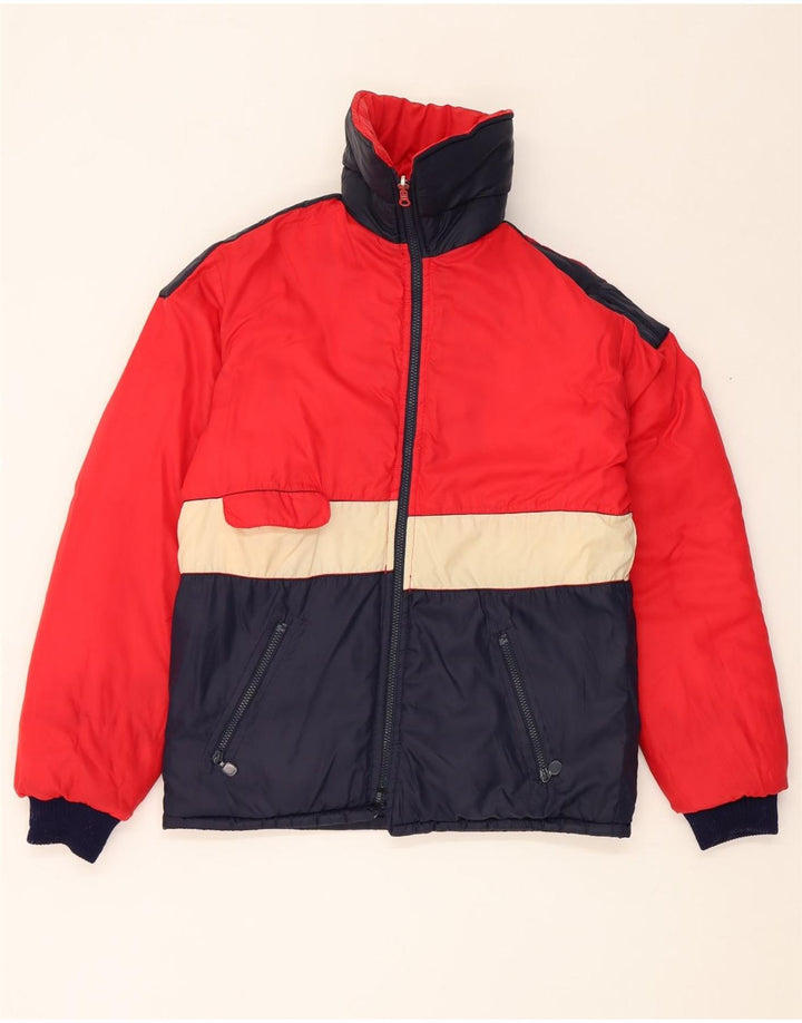 Vintage Herren Reversible Wattierte Jacke UK 38 Mittel Marineblau Farbblock