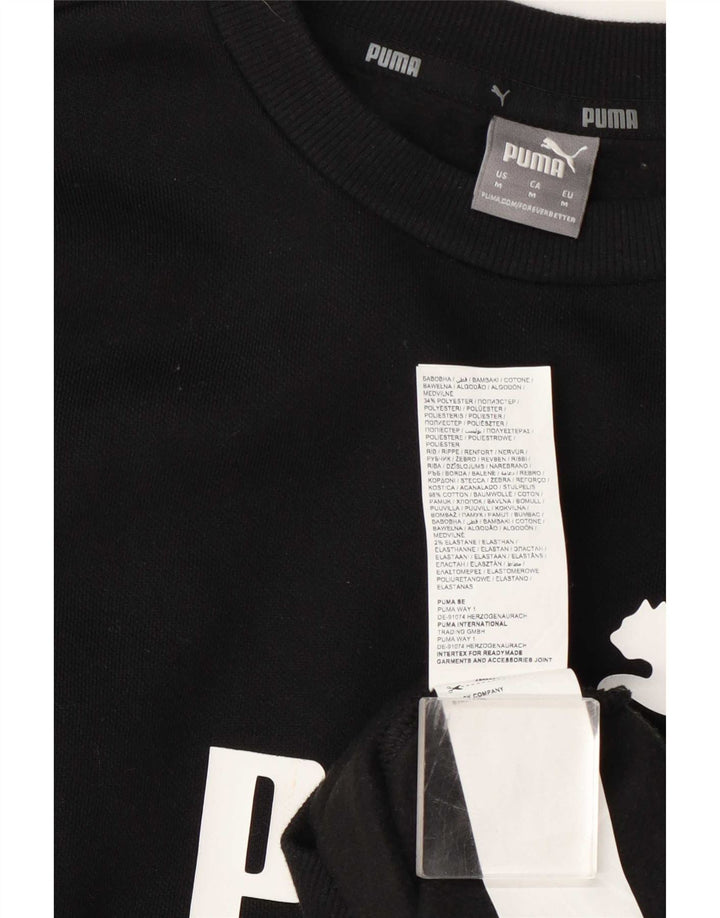 Puma Damen Grafik-Sweatshirt-Pullover UK 14 Mittelschwarze Baumwolle