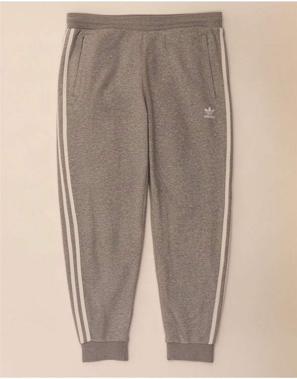 Adidas Damen Trainingshose Jogger UK 14 Große grau melierte Baumwolle