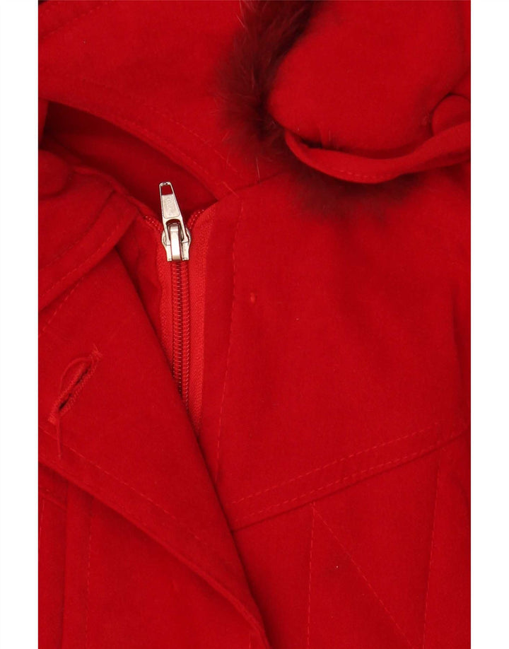 Vintage Damen Parka mit Kapuze, übergroß, UK 18, XL, Rot, Polyester
