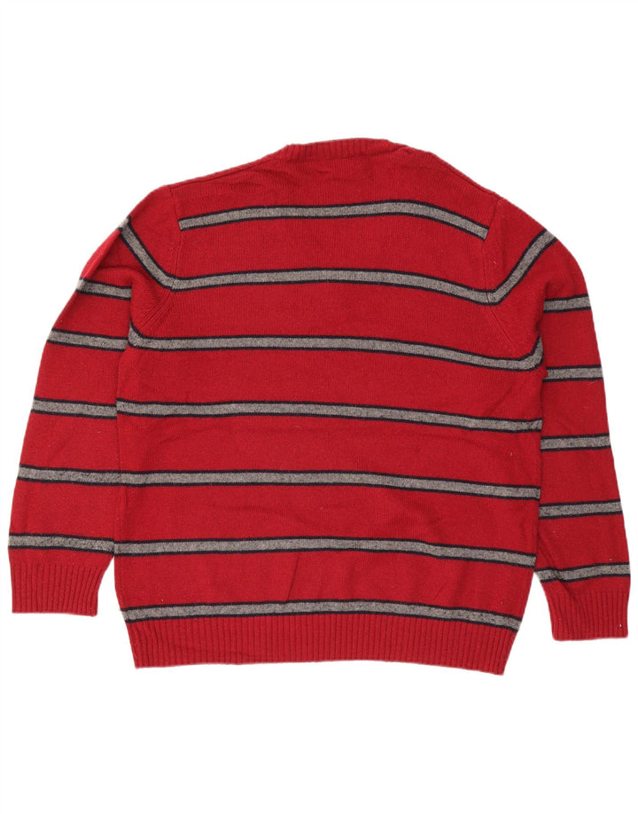 Marks & Spencer Herren-Pullover, blau, Harbour, V-Ausschnitt, groß, rot gestreift