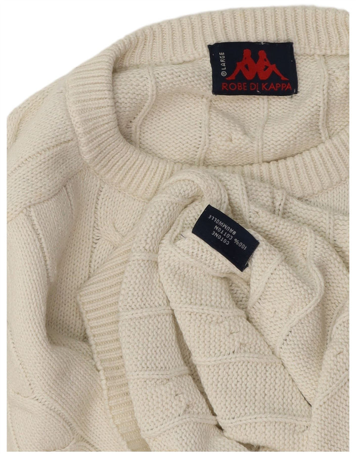 KAPPA Herren-Pullover mit Rundhalsausschnitt, groß, aus weißer Baumwolle