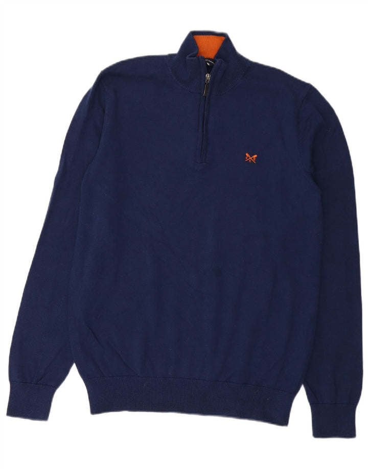 Crew Clothing Herren-Pullover mit Reißverschluss am Hals, mittlere marineblaue Baumwolle