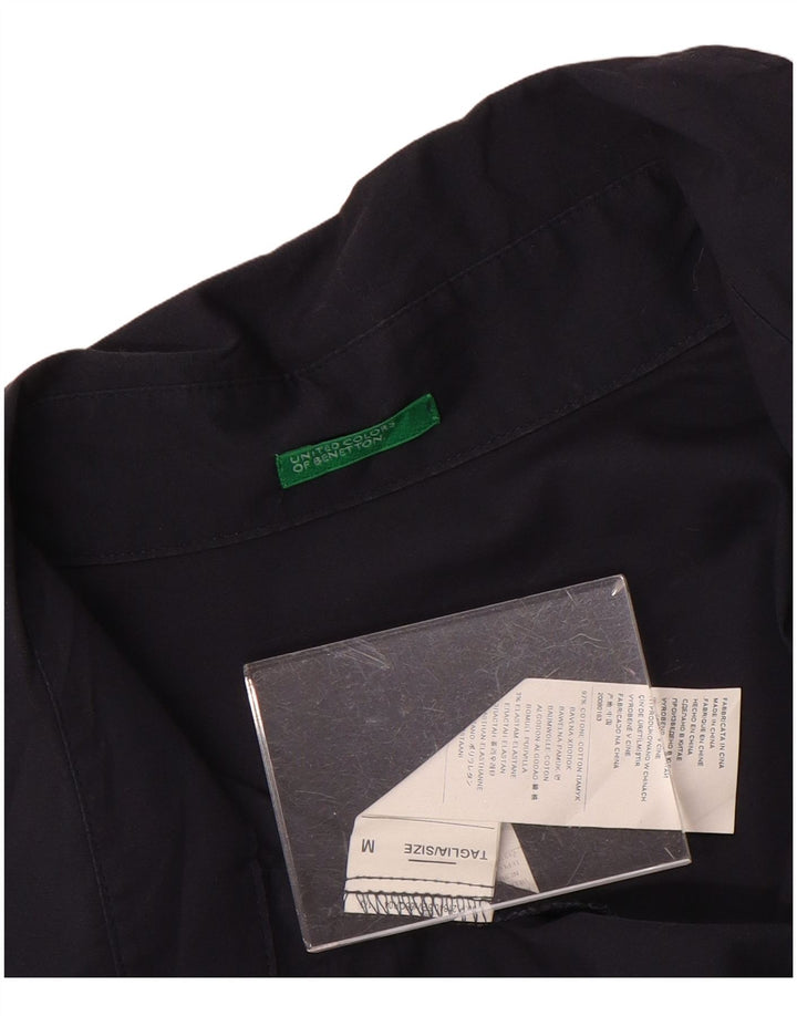 Benetton Damen-Hemd mit 3/4-Ärmeln, UK-Größe 12, mittelmarineblau, Baumwolle