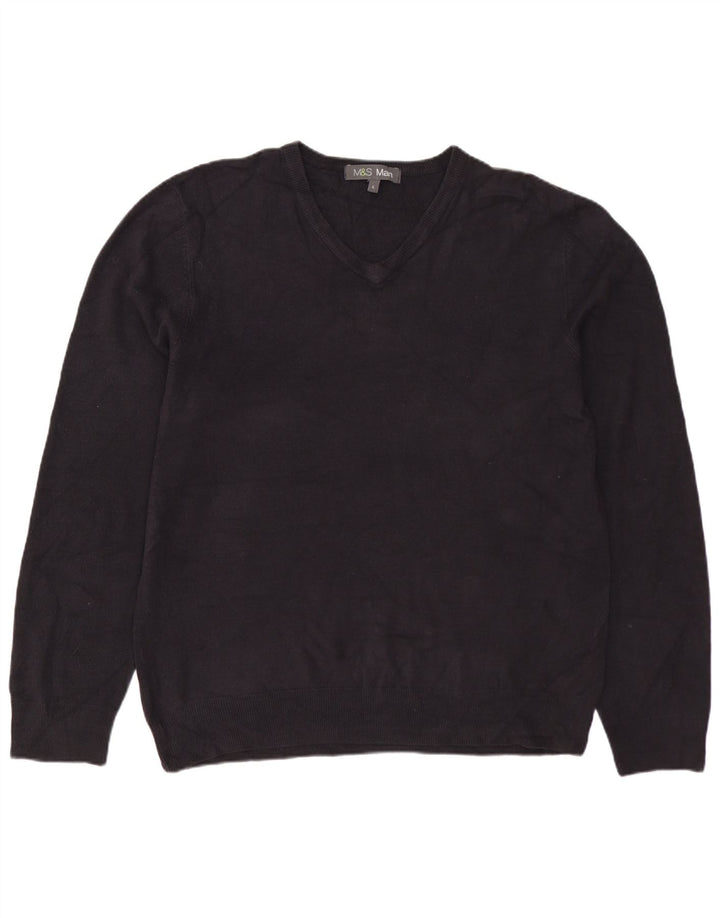 MARKS & SPENCER Herren-Pullover mit V-Ausschnitt, groß, Marineblau, Acryl