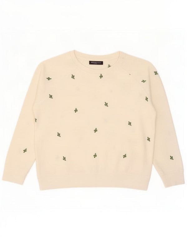 Marks & Spencer Damen-Sweatshirt mit abstraktem Muster, Gr. 42, Größe L, Weiß