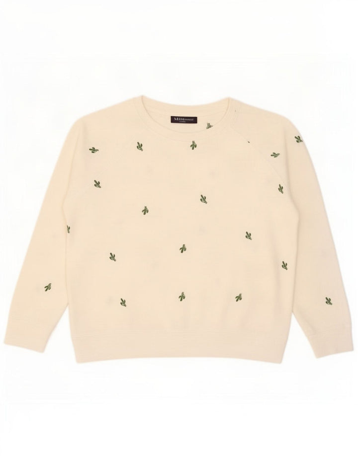 Marks & Spencer Damen-Sweatshirt mit abstraktem Muster, Gr. 42, Größe L, Weiß