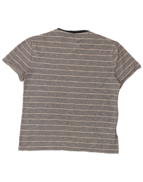 Penguin Mens T-Shirt Top Medium Grey Striped Cotton
