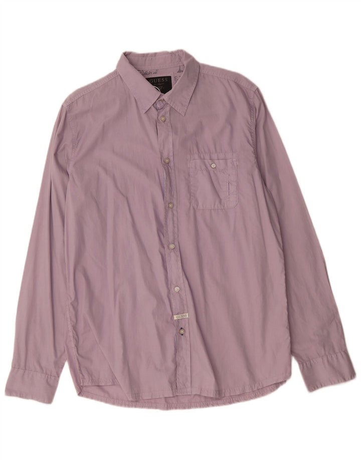 Guess Herrenhemd 2XL Lila Baumwolle