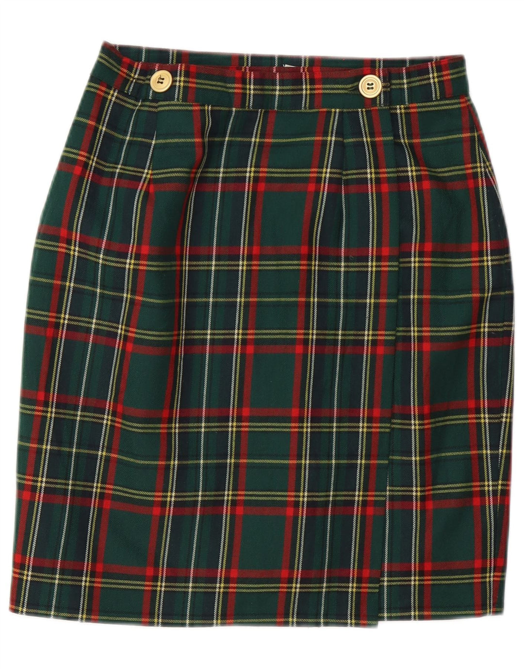 Vintage Damen Bleistiftrock W28 Mittelgrün kariert
