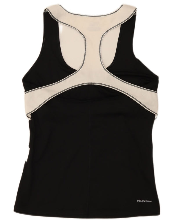 Fila Damen-Trägershirt UK 14 Large Schwarzer Colourblock-Polyester