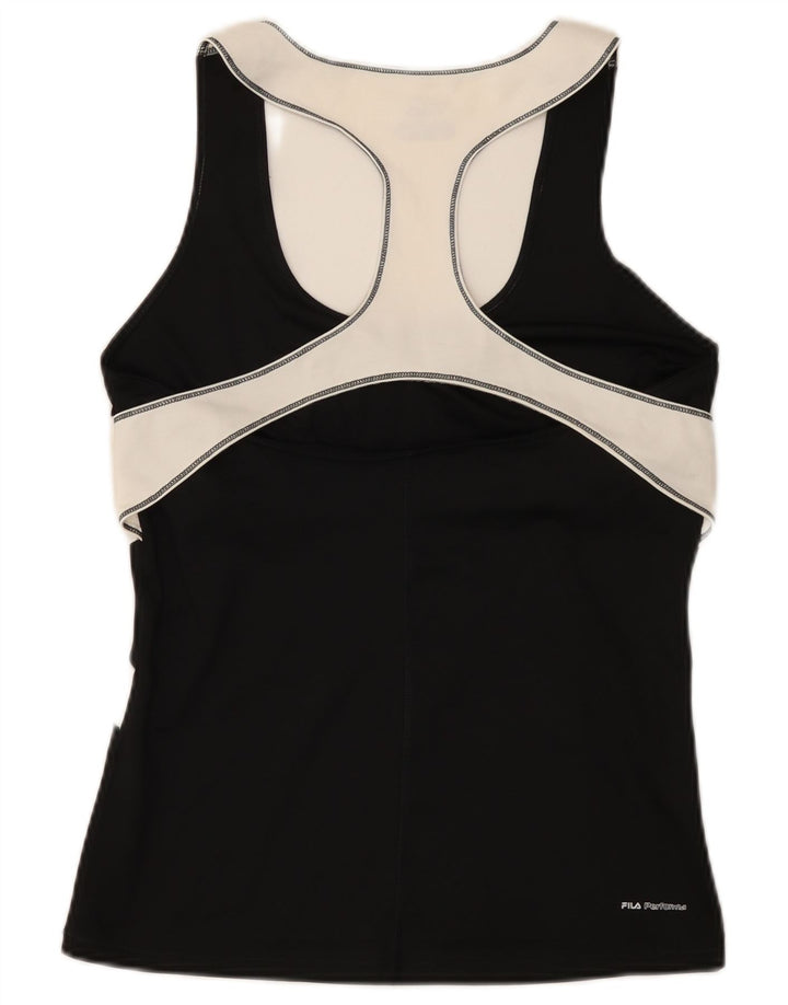 Fila Damen-Trägershirt UK 14 Large Schwarzer Colourblock-Polyester
