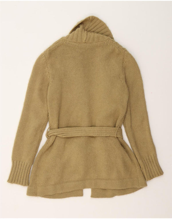 VINTAGE Langer Damen-Cardigan-Pullover UK 14 Mittelbeige