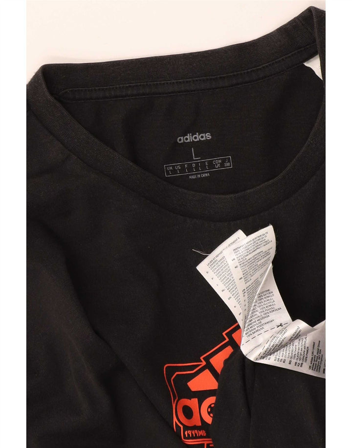 Adidas Herren Graphic Top Langarm Large Schwarz Baumwolle