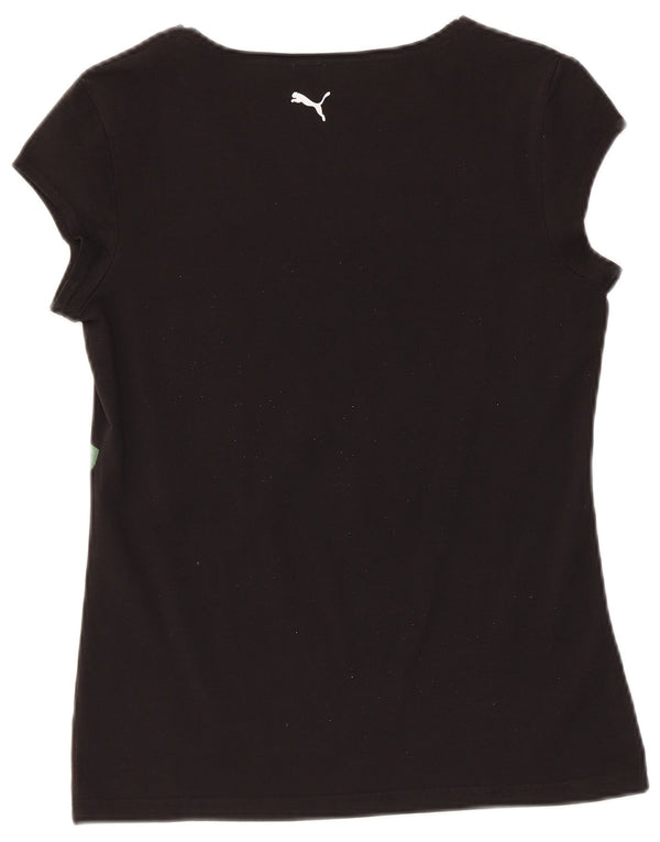 Puma Damen Graphic T-Shirt Top UK 12 Medium Schwarz