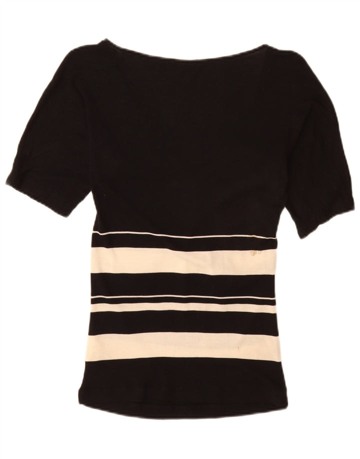 Zara Damen-Blusenoberteil UK 12 Medium Black Colourblock Lyocell
