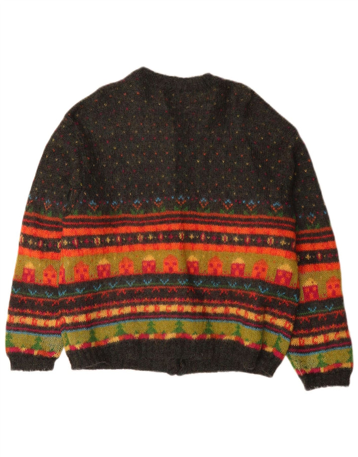 Benetton Damen-Cardigan-Pullover UK 14 Medium Mehrfarbig Fair Isle