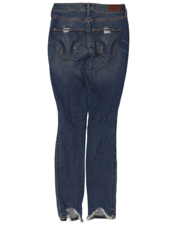 Hollister Damen Distressed Skinny Jeans US 1 XS W25 L28 Blaue Baumwolle