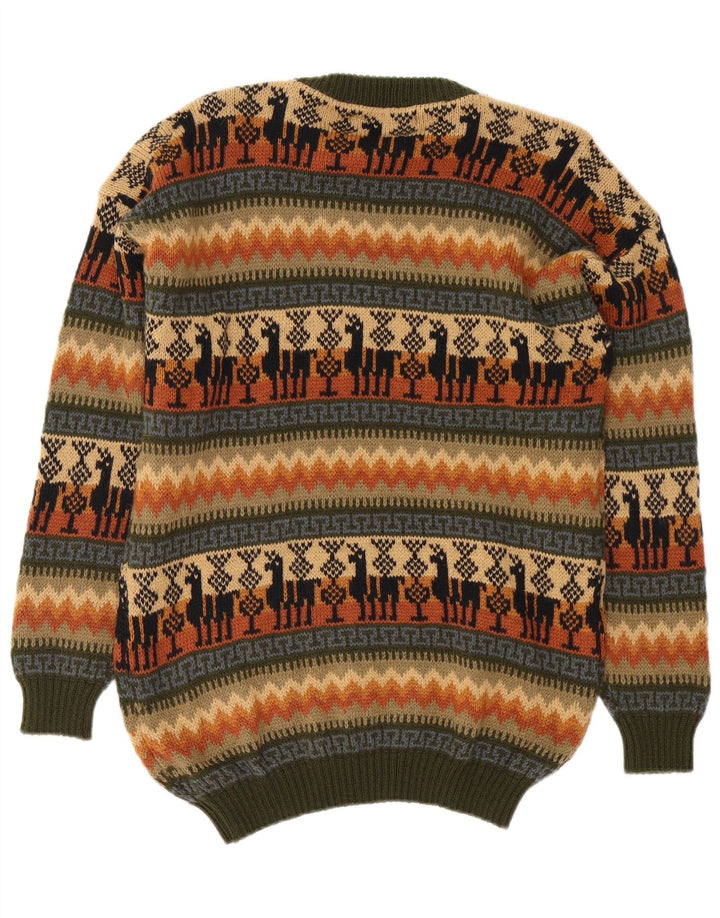 Vintage Herren-Pullover mit Rundhalsausschnitt, mittelgroß, mehrfarbig, Fair Isle