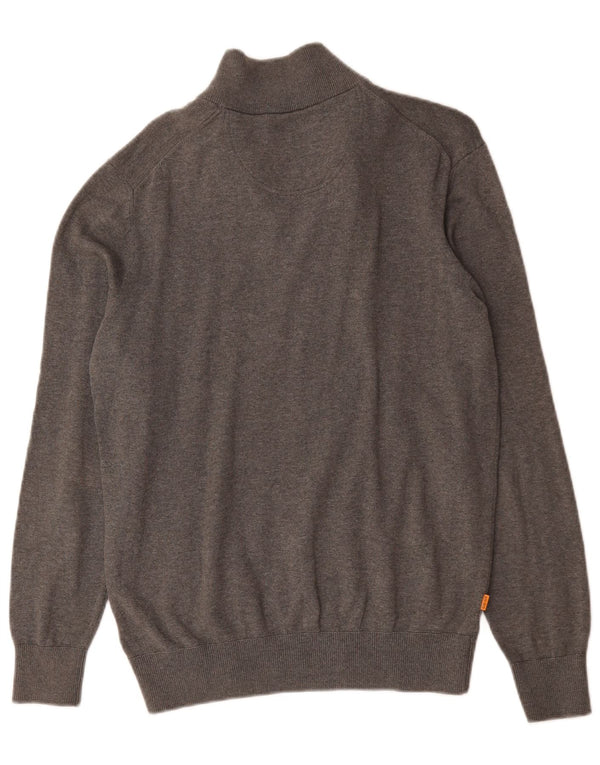 Timberland Mens Zip Neck Jumper Sweater Small Grey Cotton