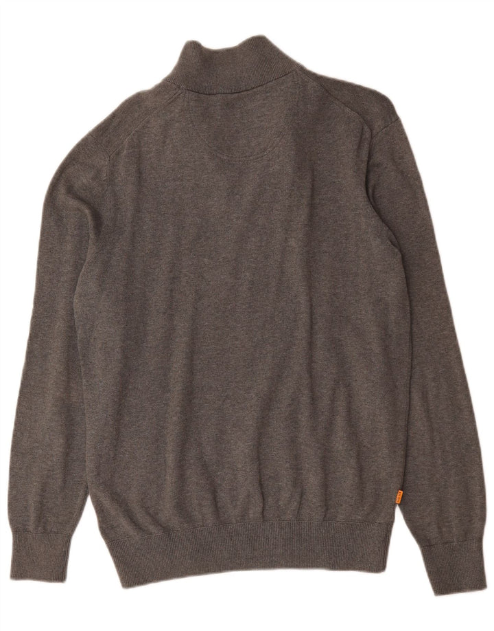 Timberland Herren-Pullover mit Reißverschluss am Hals, kleine graue Baumwolle