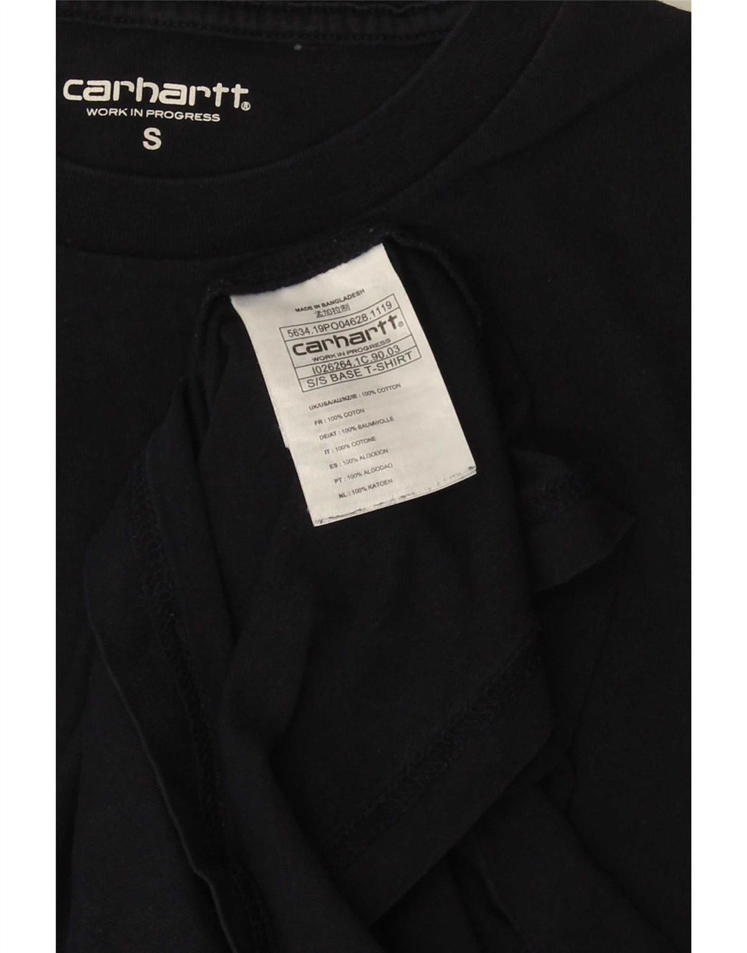 Carhartt Herren T-Shirt Top Small Marineblau Baumwolle